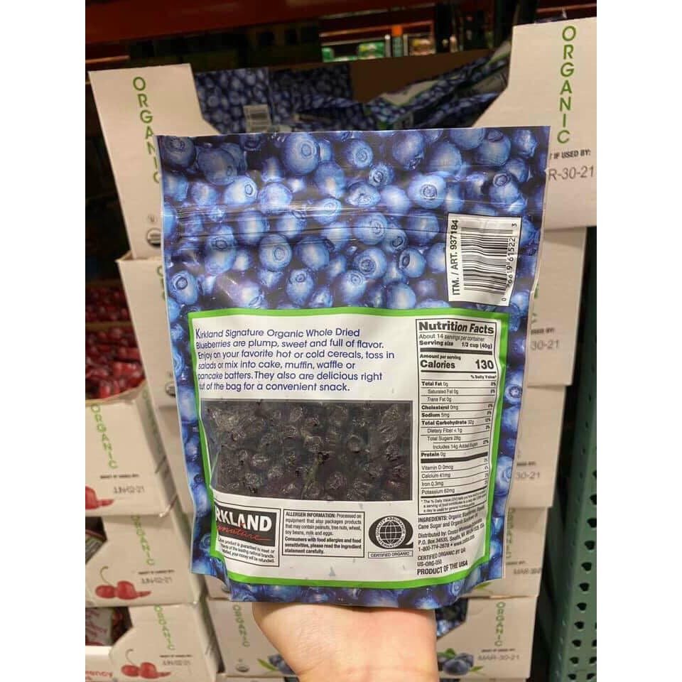 VIỆT QUẤT SẤY KHÔ HỮU CƠ Kirkland Blueberries