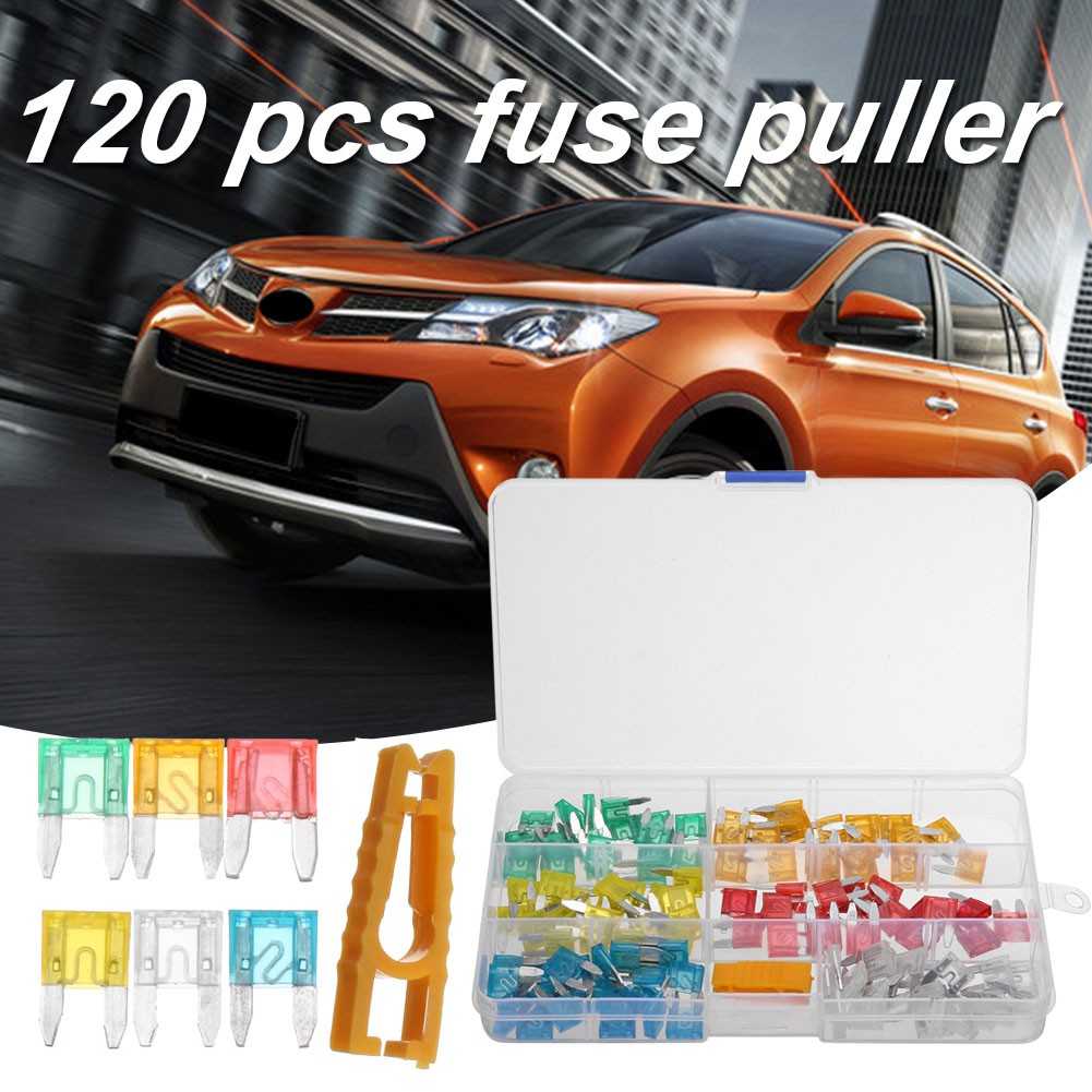 120 Pcs Car Insurance Film Plug-in Fuse Profile Blade Fuse Assortment Set