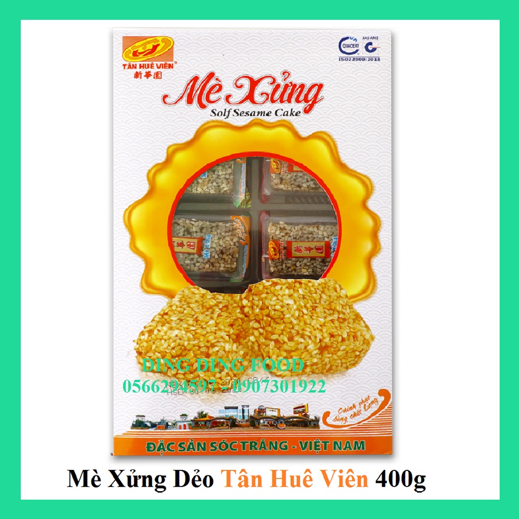 [COMBO 5 HỘP] Kẹo Mè Xửng Tân Huê Viên 400g| Mè Dẻo| Bánh Mè Dẻo| Đặc Sản Sóc Trăng| Kẹo Dẻo Mè| Ăn Vặt - DING DING FOOD