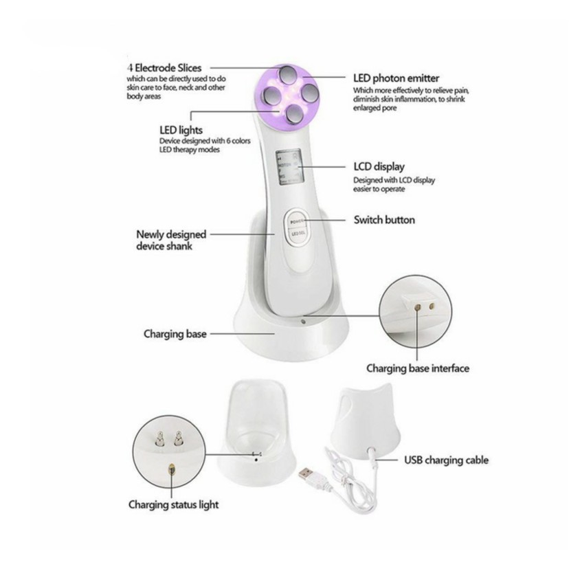 Máy chăm sóc massage da mặt đa chế độ Beauty Instrument Ultrasonic  cao cấp