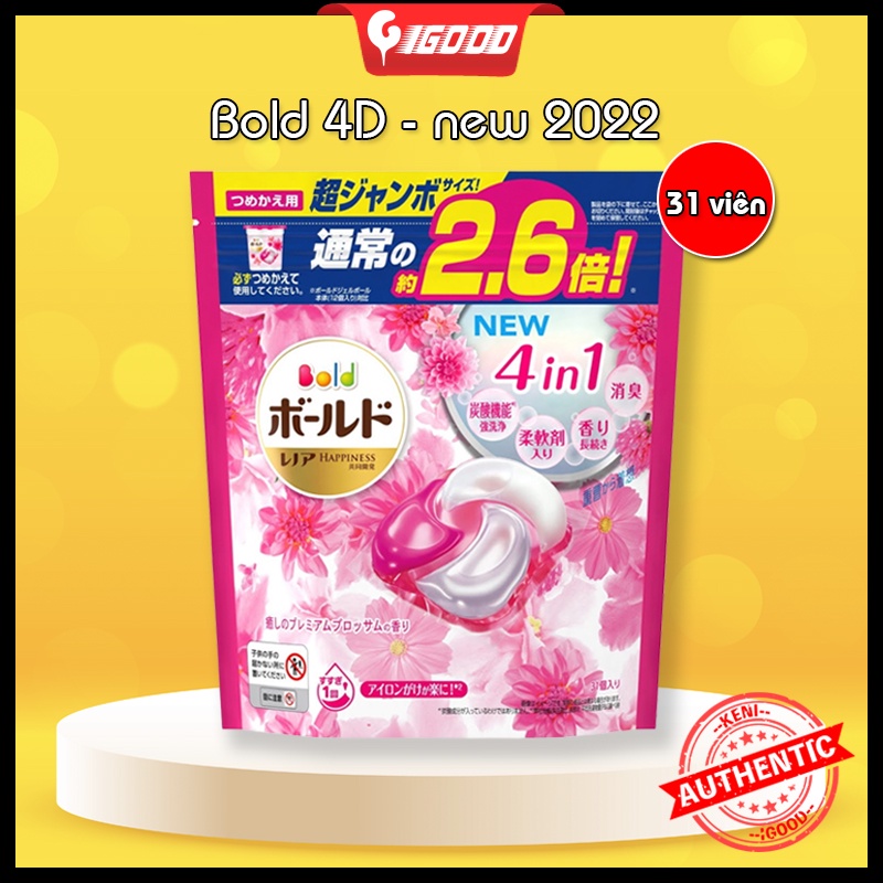 Túi viên giặt Bold 4D Nhật Bản 31 viên/39 viên