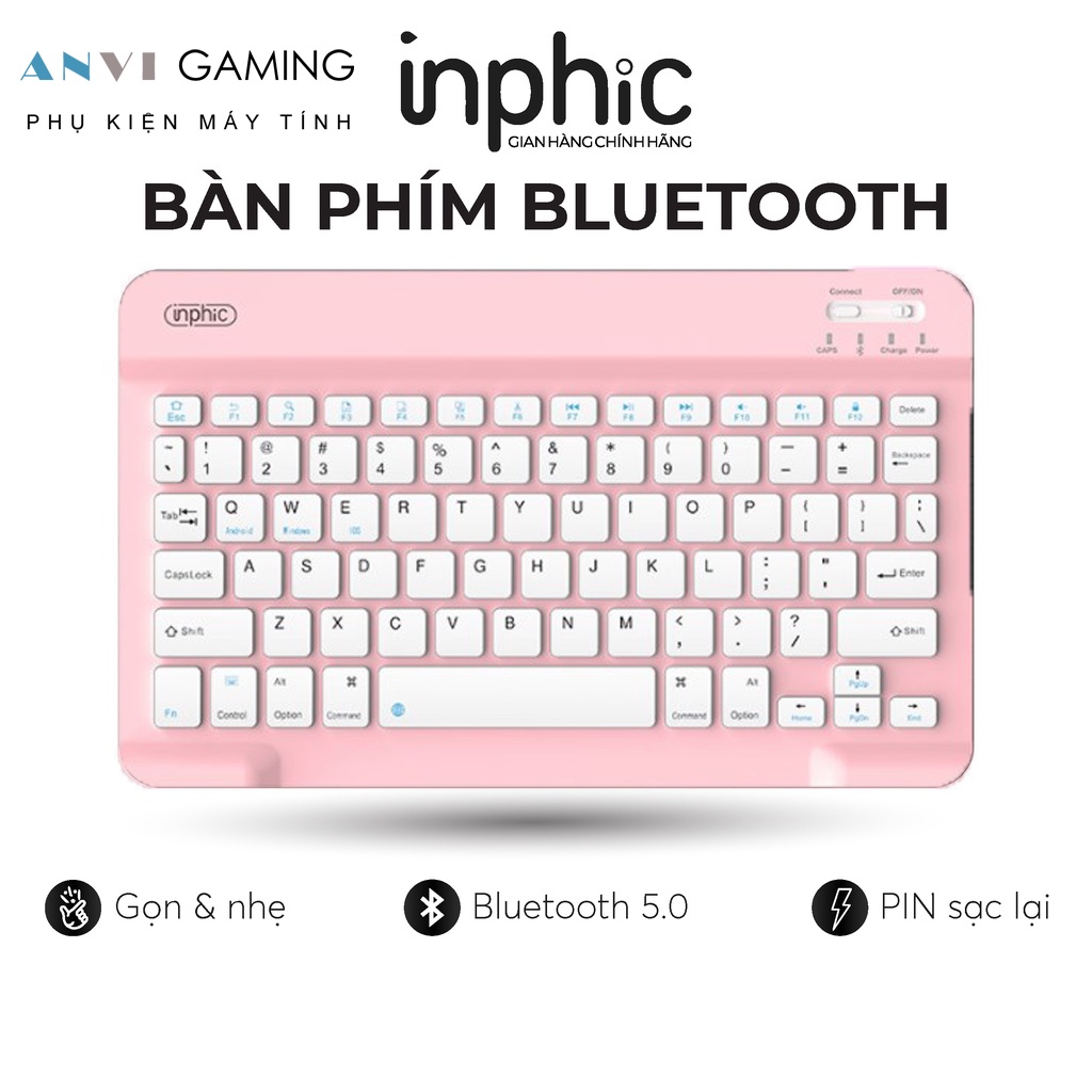 Bàn phím Bluetooth Inphic V750B dùng cho iOS Android Windows Kết nối nhiều thiết bị - Chính Hãng
