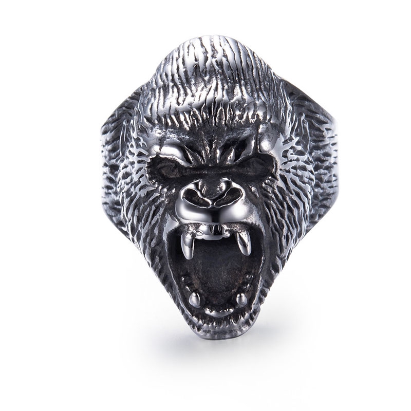 Nhẫn Thép Titan Khắc Hình Gorillas