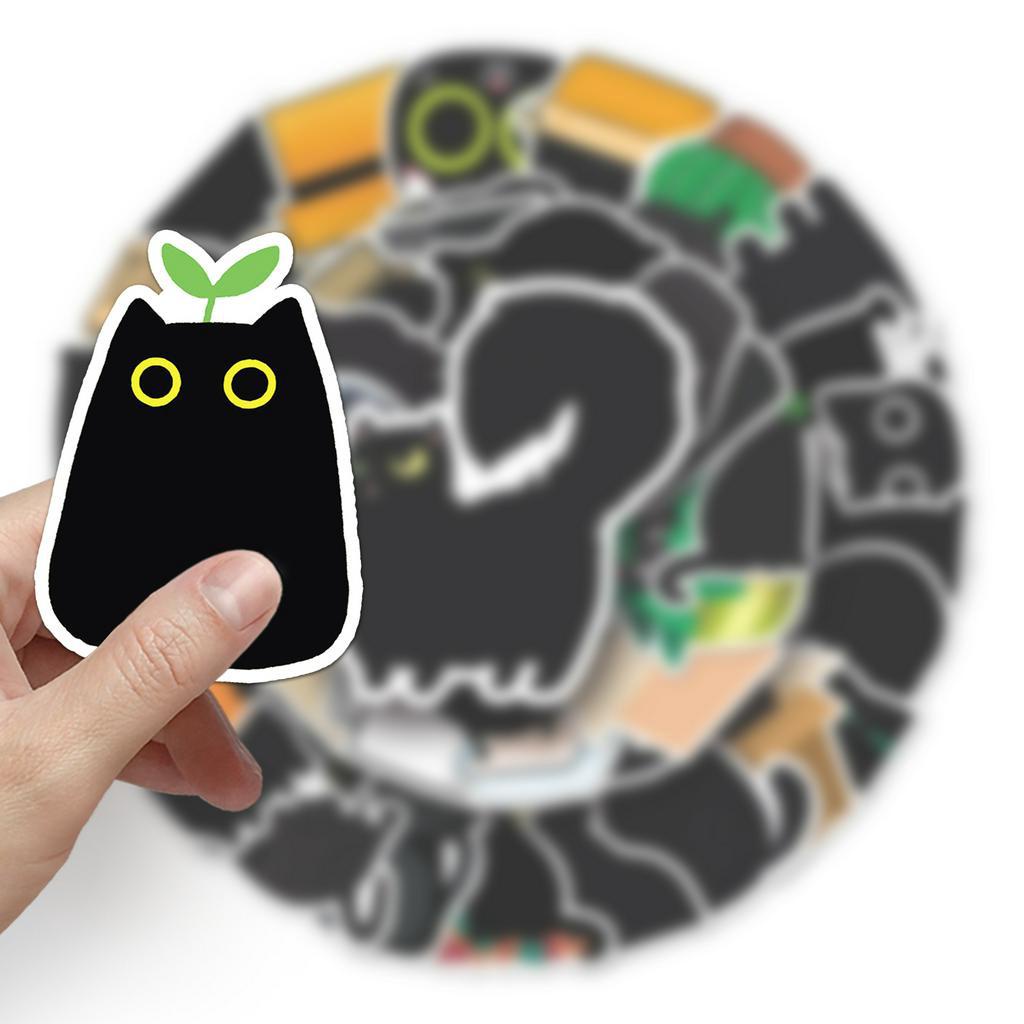 50 Miếng Dán Mèo Đen Vui Nhộn Cho Mũ Bảo Hiểm / Ô Tô / Động Cơ / Laptop / Điện Thoại / Đàn Guitar DIY Sáng Tạo Dán Nhà Decal