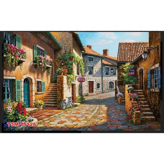 tranh dán tường vải lụa 3D quán cafe, trà sữa KT 120x80cm