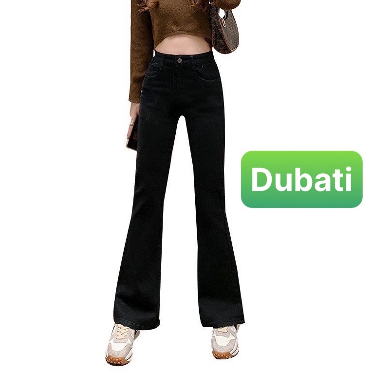 QUẦN JEAN NỮ CHẤT BÒ ỐNG LOE DÁNG DÀI DẬP GÂN LƯNG CAO NÂNG MÔNG DÁNG CAO NGỌC NGÀ PHONG CÁCH SÀNH ĐIỆU - DUBATI FASHIO