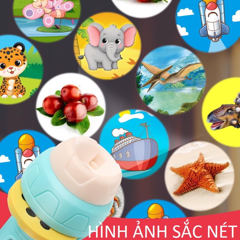 Đồ chơi đèn pin chiếu hình cho bé, bộ 80 hình sắc nét