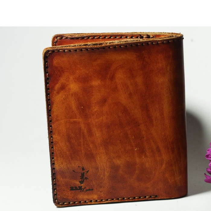 Ví nam da bò RAM Leather Italia Vegtan Màu Nâu Sáng