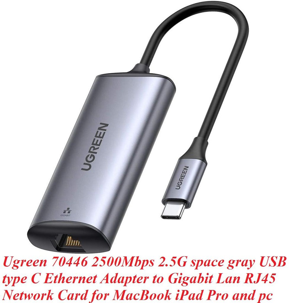 Ugreen 70446 2500Mbps 2.5G màu xám card mạng USB type C Gigabit Lan RJ45 cho MacBook iPad Pro điện thoại và pc CM275 | BigBuy360 - bigbuy360.vn