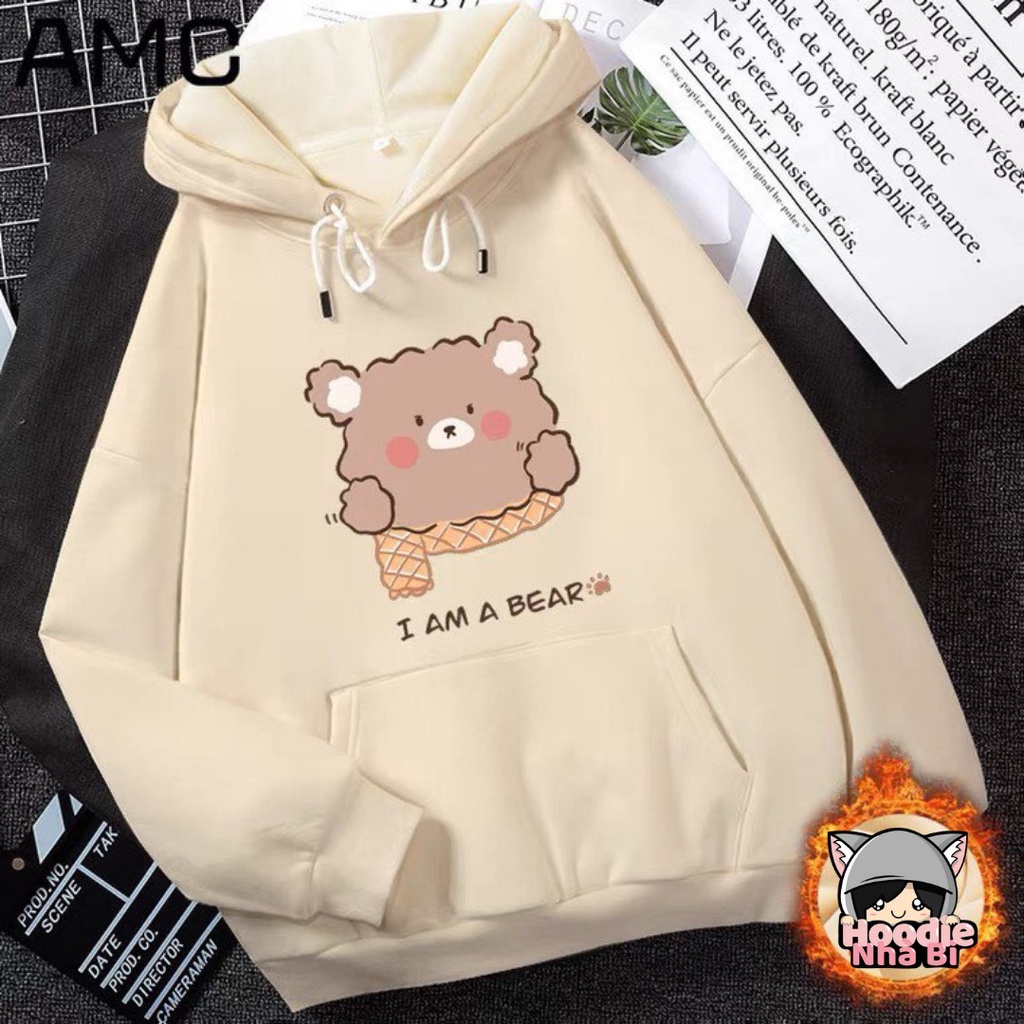 Hoodie nhà Bi  nỉ lót bông màu be cute các hình | BigBuy360 - bigbuy360.vn