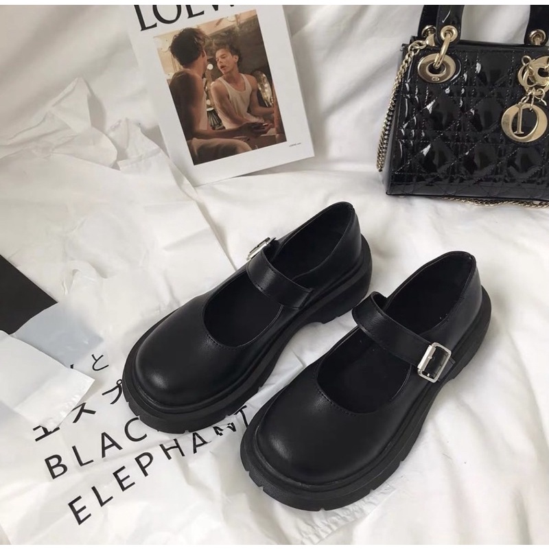 Giày búp bê có quai vintage Mary Jane đế cao 5cm Yannie Lolita ulzzang Hàn Quốc