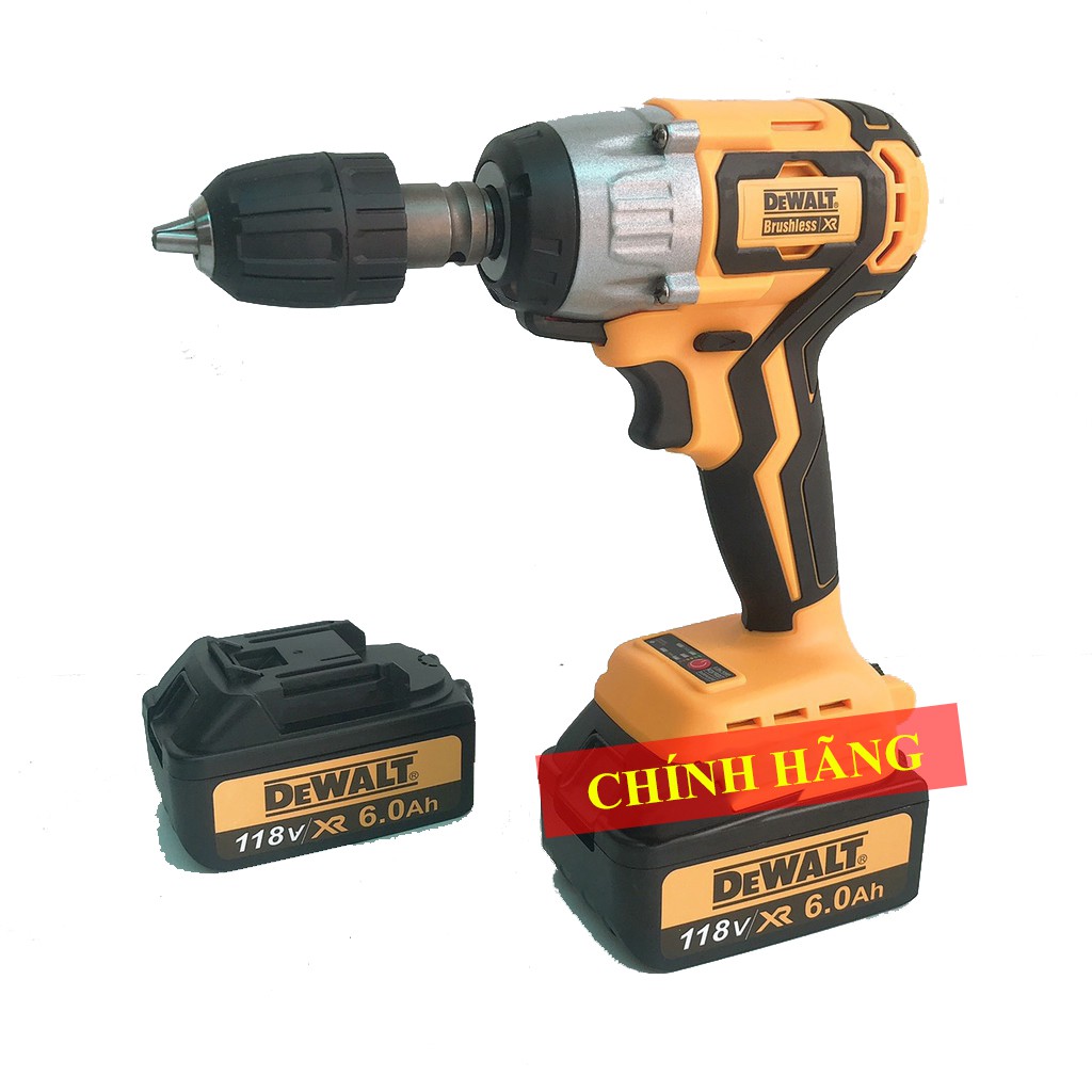 Máy siết bulong DeWalt 118V - 3 ĐÈN LED KÈM 6 KHẨU DÀI + ĐẦU CHUYỂN VÍT + ĐẦU KHOAN [CAM KẾT CHÍNH HÃNG]