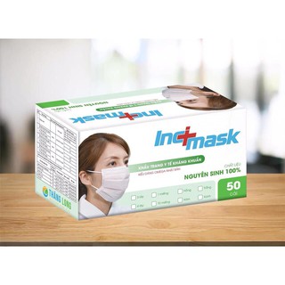 Hộp 50 cái khẩu trang y tế 4 lớp INC nguyên sinh màu trắng - Hàng có sẵn