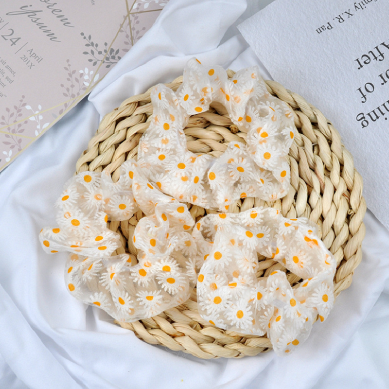 Dây buộc tóc họa tiết hoa cúc dễ thương thời trang nữ