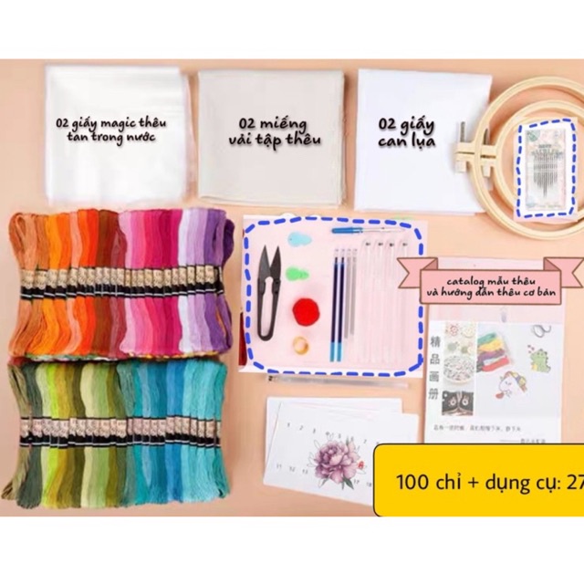 Full set dụng cụ thêu đầy đủ cho người mới bắt đầu