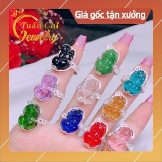 Nhẫn Bạc Nữ 🍁SALE SỐC🍁 Nhẫn Tỳ Hưu Bạc Kết Hợp Đá Phòng Thủy Mang Lại May Mắn, Tài Lộc,  Đủ Màu Theo Mệnh FREE SHIP