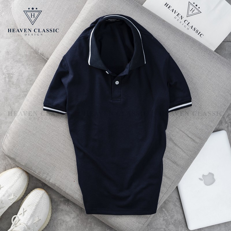 Áo polo nam viền cổ và tay màu tím than hàng may kĩ cao cấp,vải cotton mềm mịn