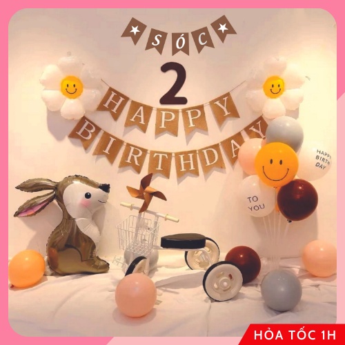 Dây chữ ghép tên bé sinh nhật tông nâu tây Hàn Quốc phong cách hiện đại - Kem Shop K305