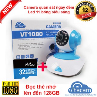 COMBO 4 CAMERA WIFI VITACAM VT1080p+4THẺ NHỚ CHÍNH HÃNG NETAC