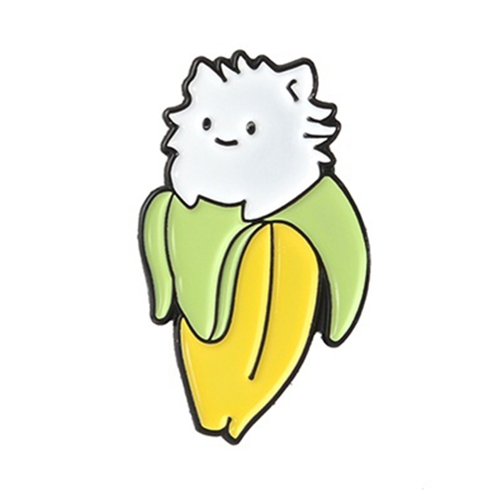 Ghim cài áo tráng men hình hoạt họa mèo chuối cho nữ