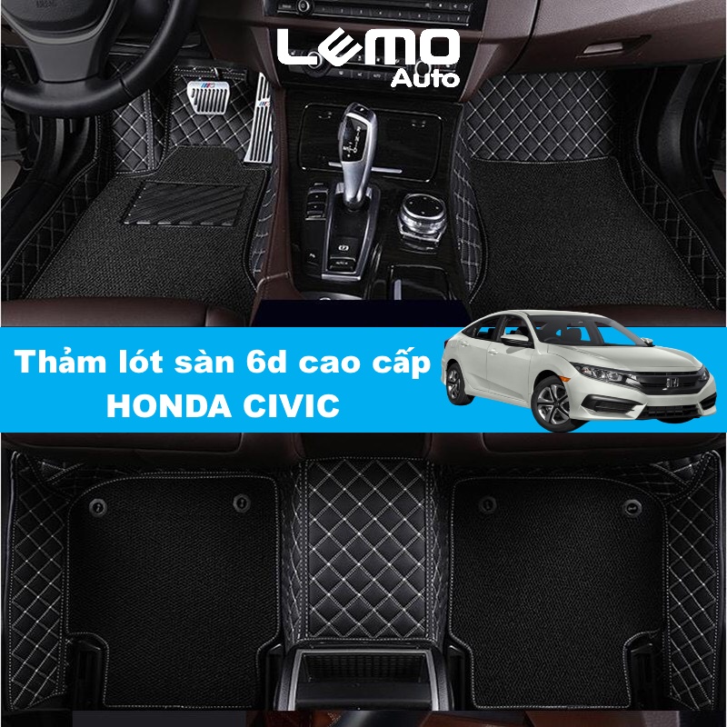 Lót sàn ô tô 5d, 6d Nano 2 chỉ Honda Civic 2016 – 2021 kháng khuẩn, trải kín sàn xe