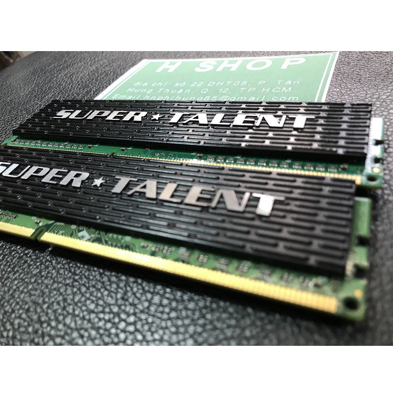 Ram 4Gb DDR3 bus 1333 - 10600U, Kit 4gb (2x2gb), ram tản nhiệt bộ hiệu Supertalent, tháo máy chính hãng, bảo hành 3 năm