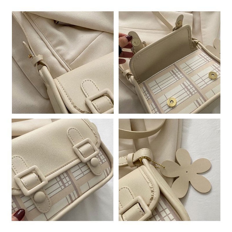 Túi đeo chéo YADOU da PU họa tiết sọc caro ngọt ngào dành cho nữ