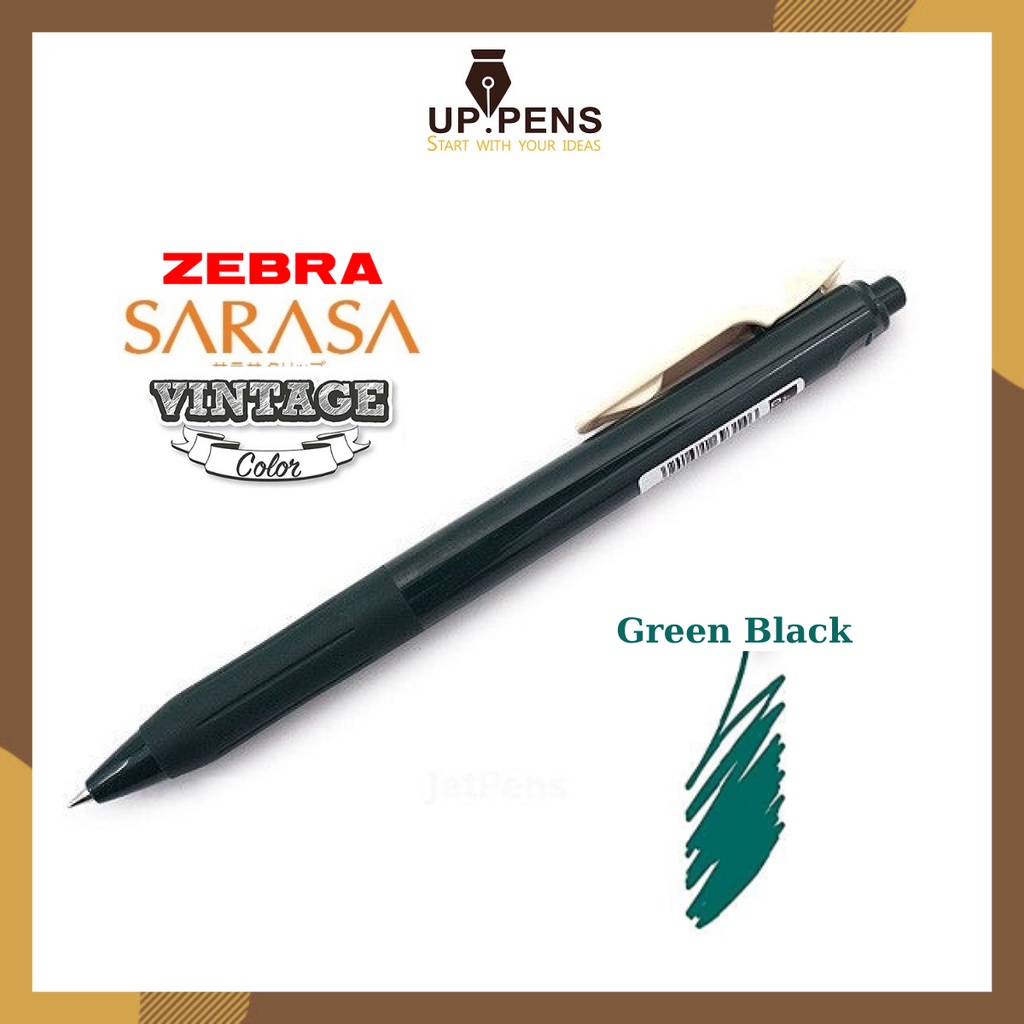 Bút gel Zebra Sarasa Push Clip - Metal tip 0.5mm - Vintage Color  - Màu xanh lá (Green Black)