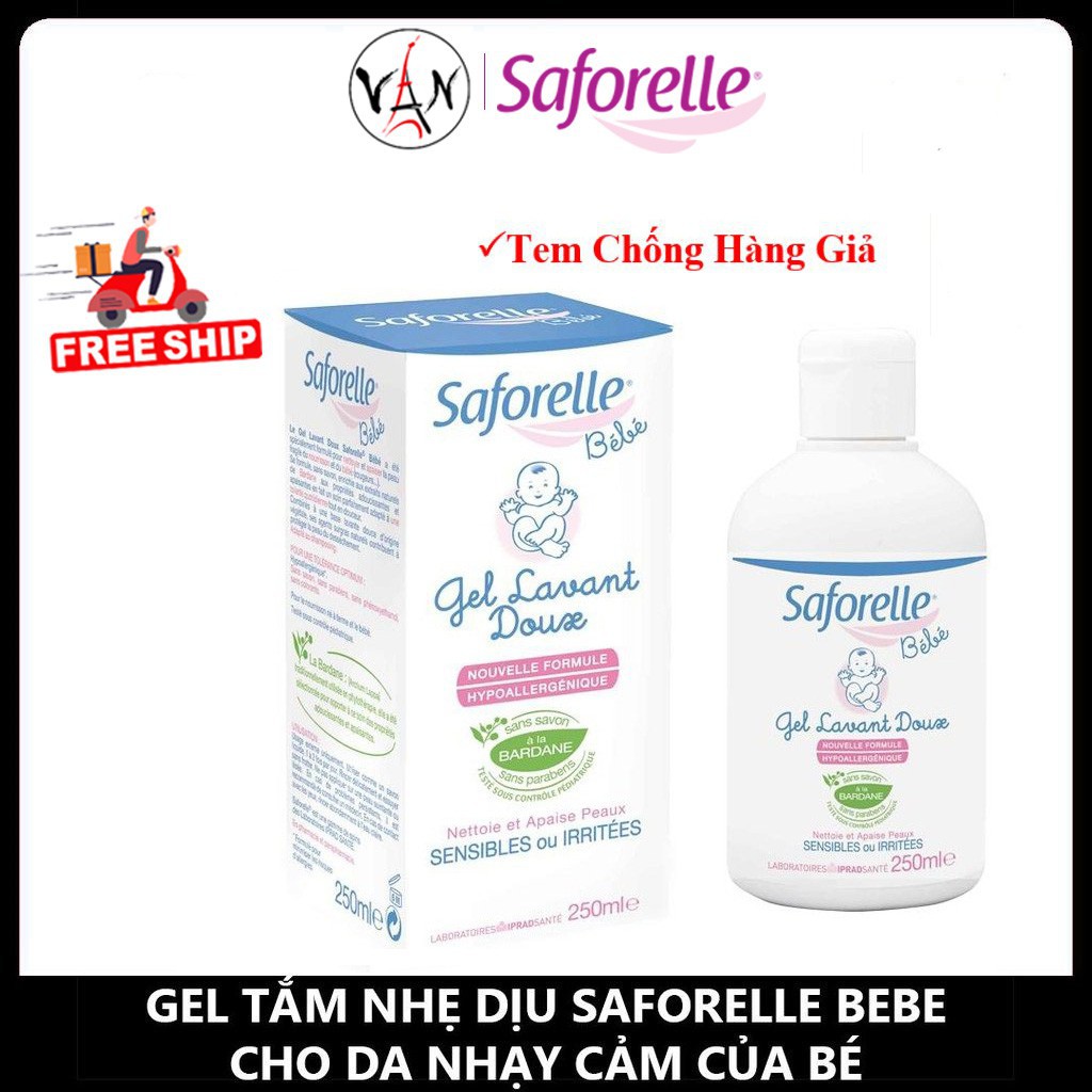 Sữa tắm cho trẻ từ 0 tháng dịu nhẹ Saforelle Bebe dành cho da nhạy cảm 250ml tem chính hãng