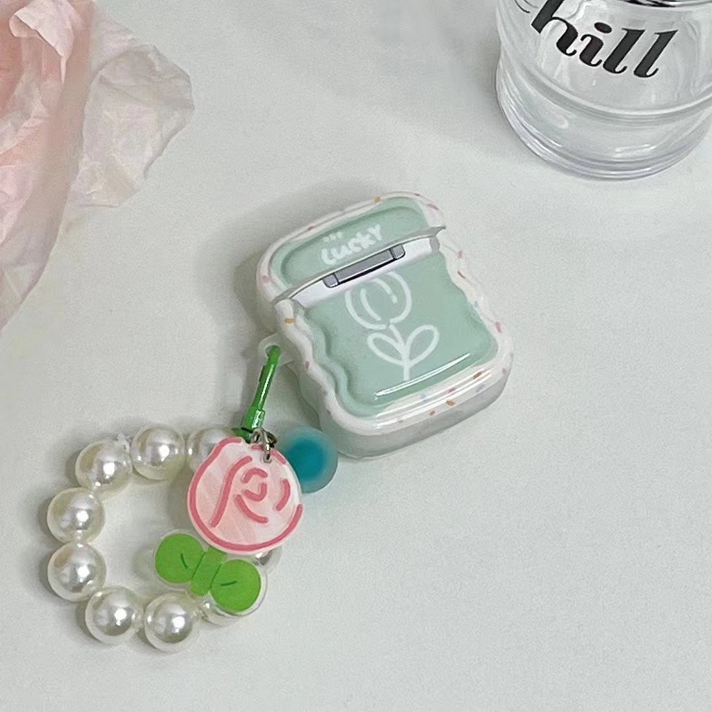 Vỏ Bảo Vệ Hộp Sạc Tai Nghe Bluetooth airpods 1 2 3 pro Bằng tpu Mềm Hình Hoa tulip Đính Hạt Phối Dây Ruy Băng Dễ Thương Mới
