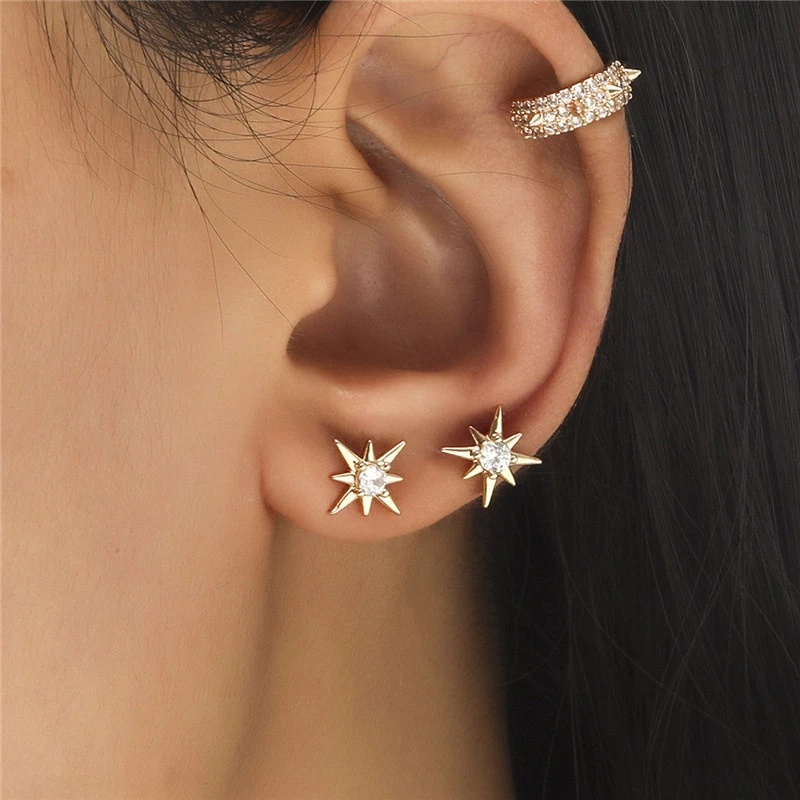 Khuyên Tai Kẹp Không Đục Lỗ Nhiều Phong Cách Bohemian Đính Đá Pha Lê Nhân Tạo/Hình Học/Hình Học Cho Nữ