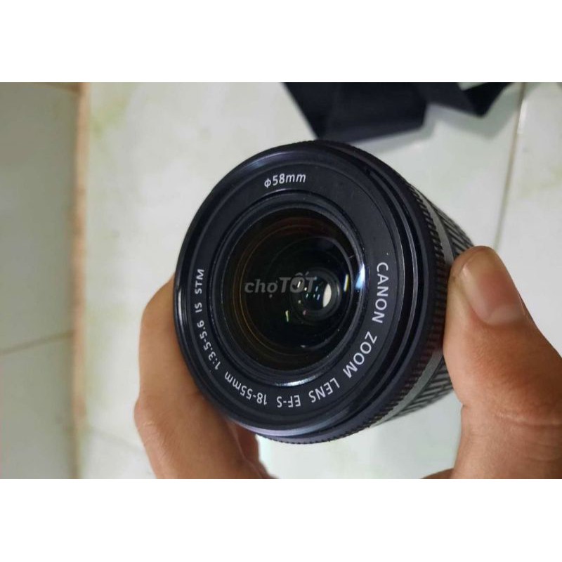 Lens kit canon 18-55 cap trước cap sau + kèm hood.