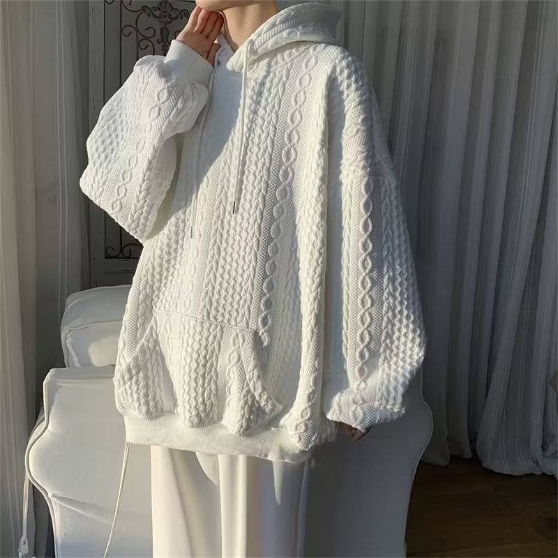 Áo hoodie Màu Trơn Tay Dài Dáng Rộng Thời Trang Mùa Thu 2022 Cho Nam