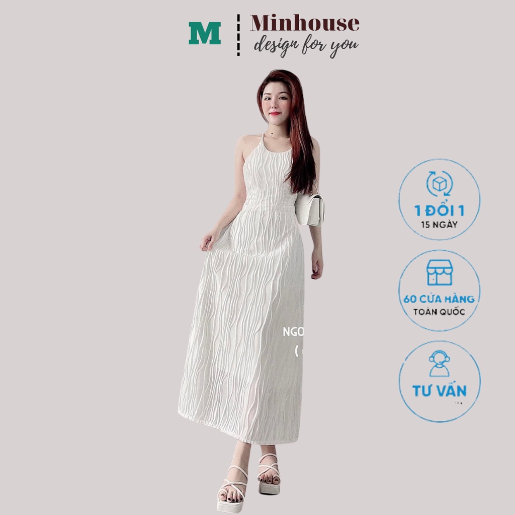 Váy yếm hở lưng, maxi đi biển