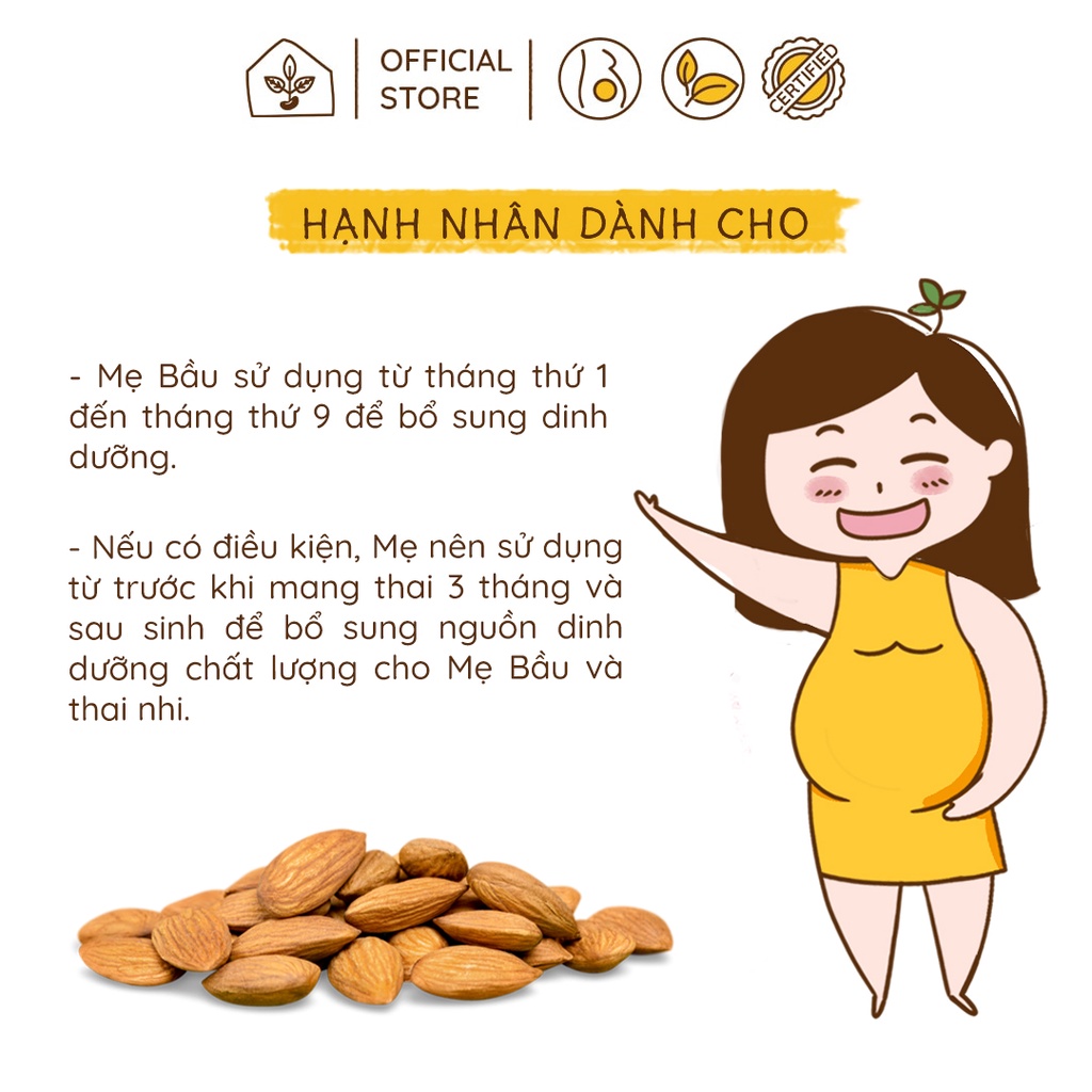 Hạt hạnh nhân Mỹ giàu dinh dưỡng, ăn vặt bà bầu, nấu sữa hạt túi 250g | Nhà Đậu | 207