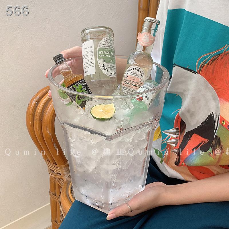 Món ăn thú vị * Cốc khổng lồ cực lớn bia siêu Ấm đun nước lạnh Thanh xô đá thủy tinh trái cây dung tích