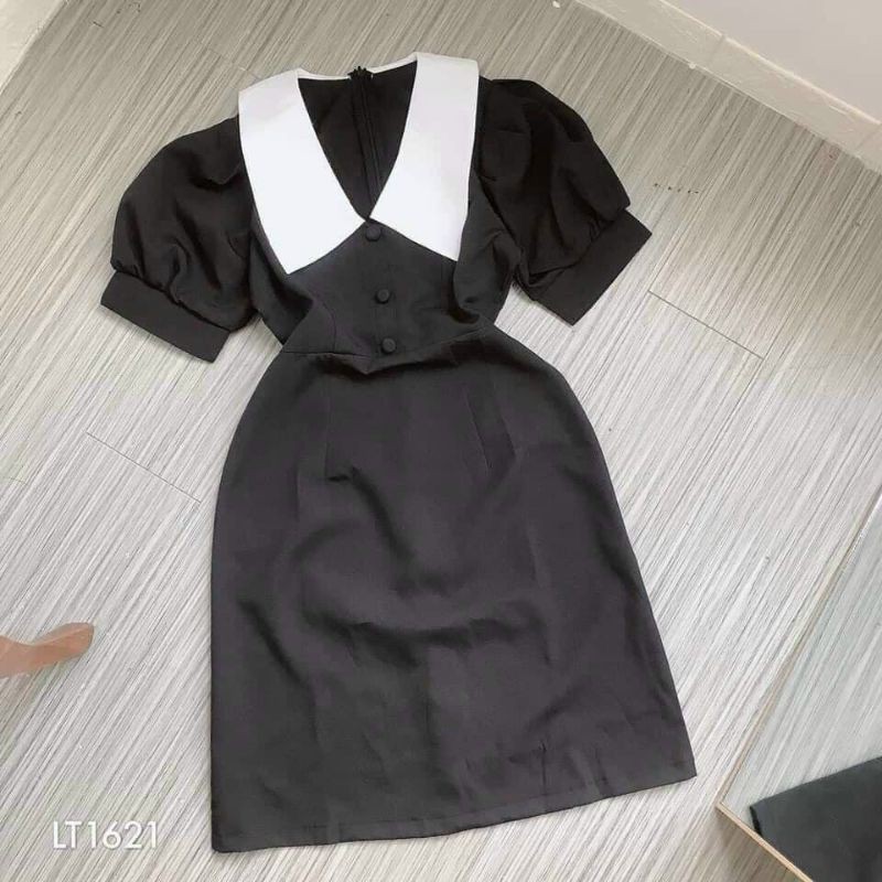 Đầm đen phối cỗ trắng ( Hàng có sẵn kèm hình thật ) | BigBuy360 - bigbuy360.vn