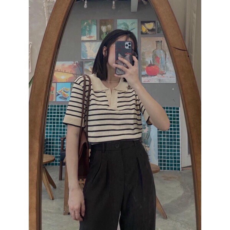 Áo len polo cổ V kẻ ngang 20 Clothes (y ảnh) | BigBuy360 - bigbuy360.vn