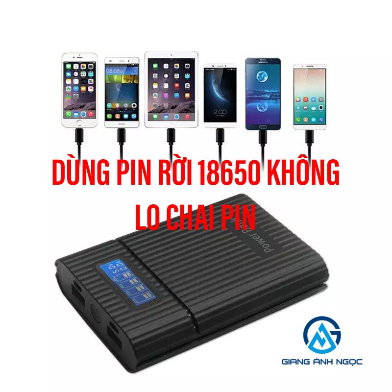 Sạc dự phòng Power Bank Hộp 4X Pin 18650 Màn Hình LCD Hiển Thị Sạc Dành Cho Iphone và Android