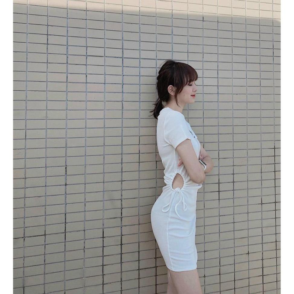 Váy body khoét eo thêu hình bướm sexy siêu hot hit 2 màu đen/trắng (kèm video/ảnh thật) Xưởng Sỉ Nguyễn Hoa