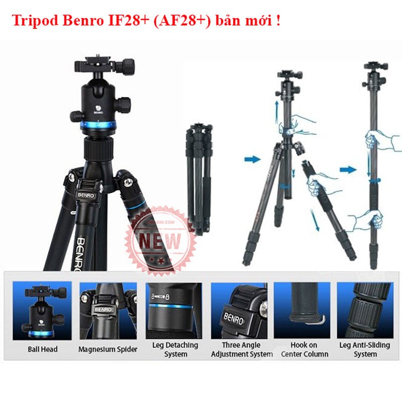 chân máy ảnh Tripod Benro AF28+ (IF28+) bản 2021