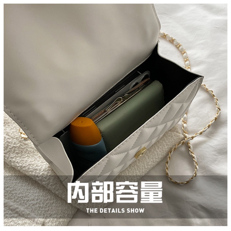 Túi đeo vai IELGY cỡ nhỏ họa tiết hình thoi phối dây xích thời trang cho nữ