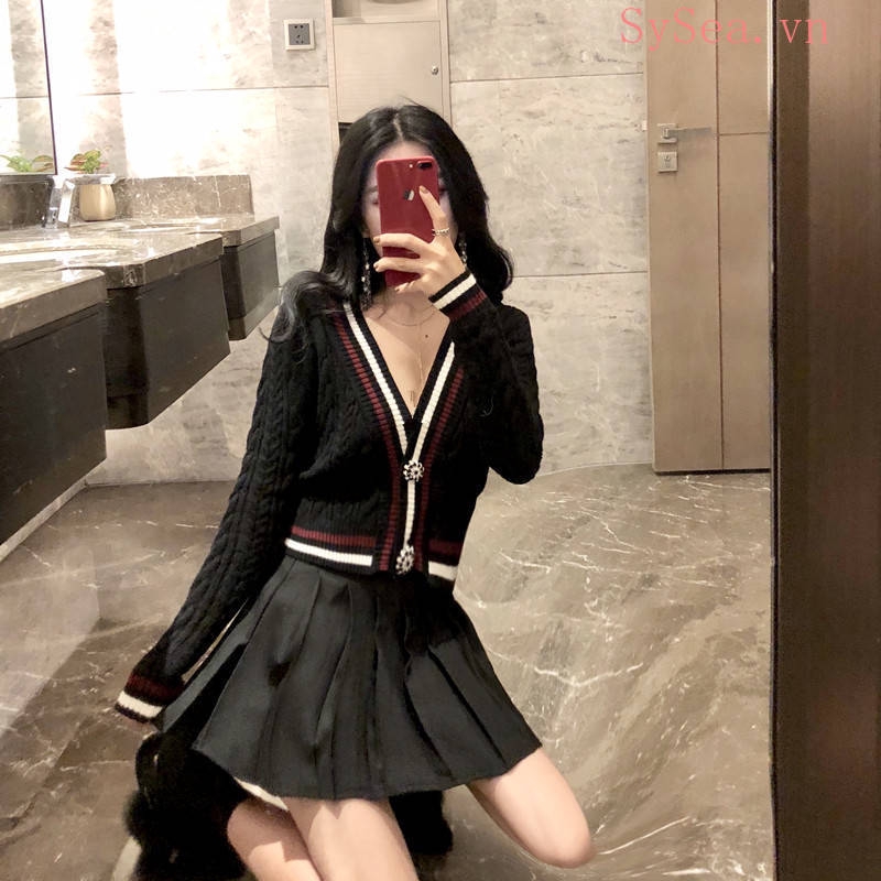 Áo cardigan dệt kim dáng rộng thời trang cho nữ