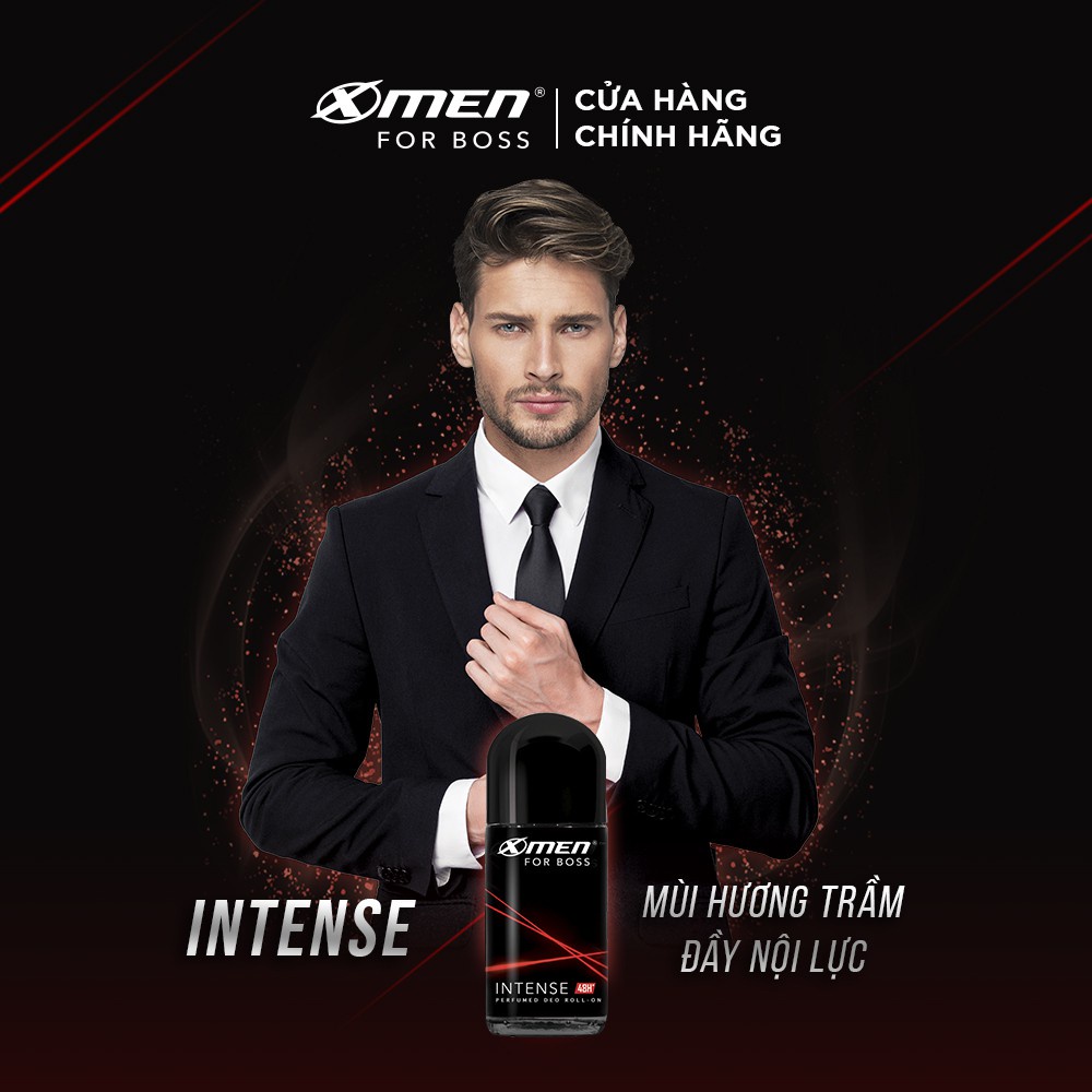 Lăn khử mùi Xmen for boss Hương Trầm Nội Lực Intense 50ml/chai, lăn xmen khử mùi hôi nách cho phái mạnh