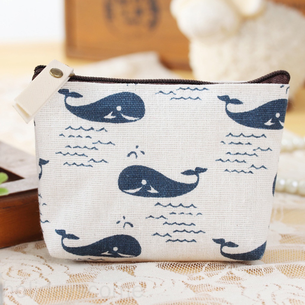 Animal Canvas Mini Change Coin Purse Bag Gift with Zipper and Liner holidayscome