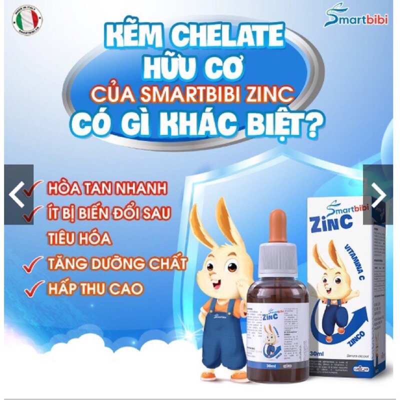 [CHÍNH HÃNG] Smartbibi ZinC bổ sung kẽm tăng đề kháng, cải thiện biếng ăn, chậm lớn cho bé