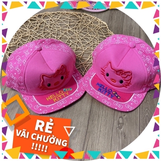 (MŨ LƯỠI TRAI THÊU HELLO KITTY) Màu Hồng Bé Gái
