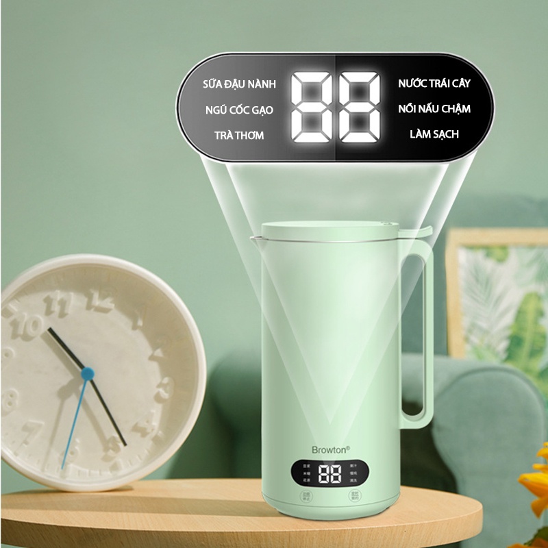 Máy làm sữa hạt Finose, đun, nấu sữa đậu nành đa năng, hẹn giờ 12 tiếng, màn hình hiển thị thông minh, không gây ồn, nhỏ