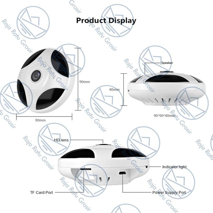 Camera Ip Mắt Cá Xoay 360 Độ Không Dây