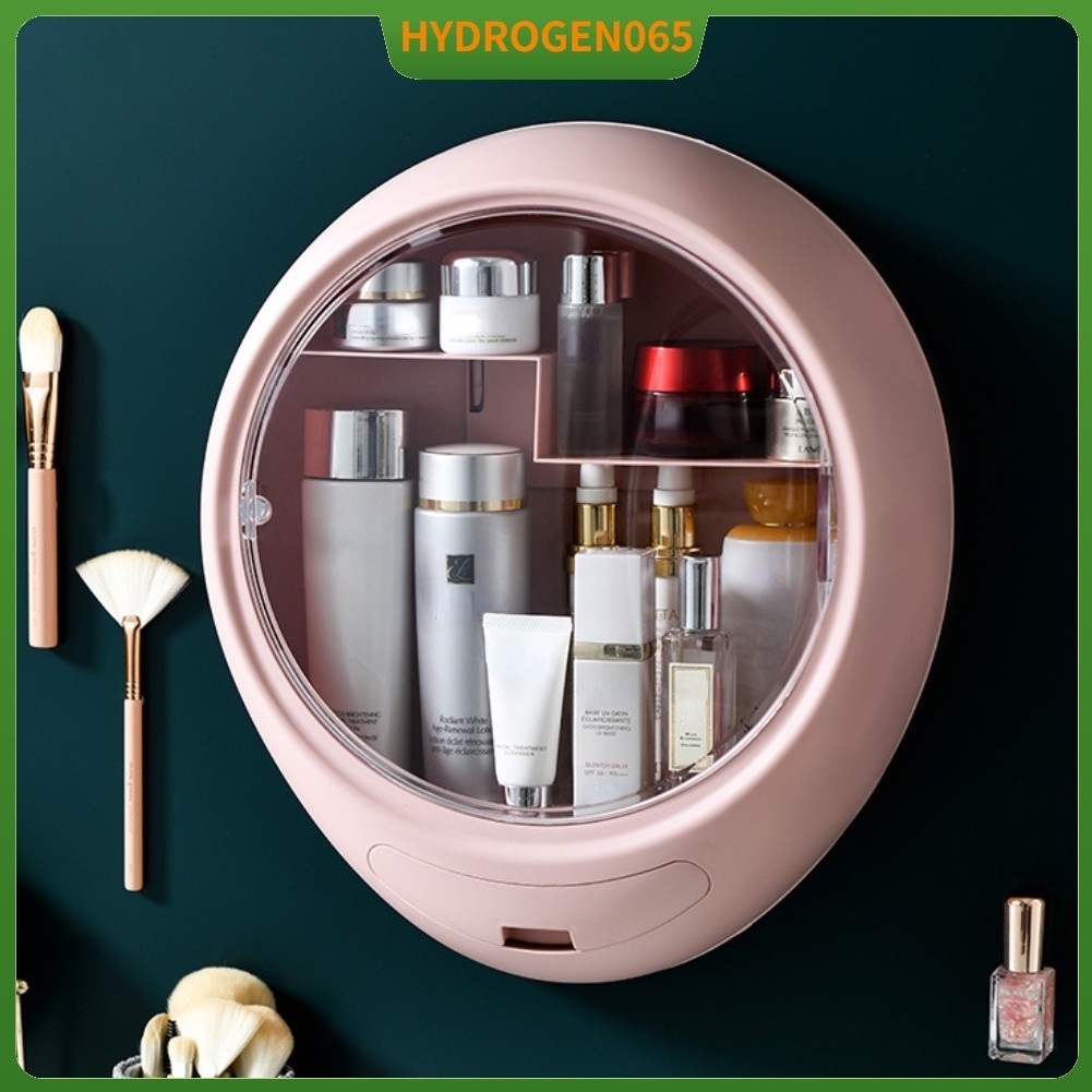 Hộp lưu trữ đồ trang điểm treo tường Hình bầu dục mỹ phẩm chống ẩm thấm nước đựng Hydrogen065